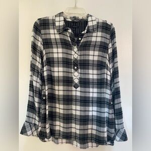 Talbots Black and Gray Plaid Shirt